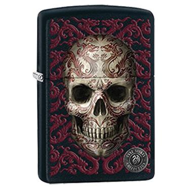 Imagem de Zippo Isqueiro - para Anne Stokes caveira esqueletos padrões dragões góticos preto fosco isqueiro à prova de vento #Z5327