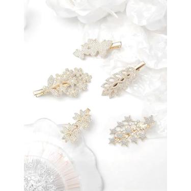 Imagem de Pacote com 3 grampos de cabelo para mulheres, grampos de cabelo grandes e pequenos, fixação forte, grampos de cabelo antiderrapantes, conjunto de acessórios de cabelo, aniversário, casamento, folha