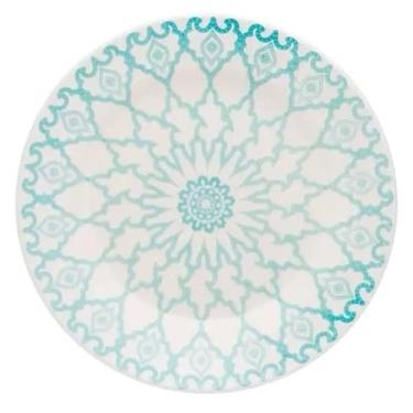 Imagem de Jogo de 12 Pratos de Fundo de Cerâmica Resistente 22cm - Design Decorado Premium para Jantar e Mesa Posta com Convidados (12,Mandala)