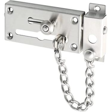 Imagem de MGAYTYOAG Corrente de segurança de porta, trava de porta, conjunto de fecho de cadeado de fechadura de porta escovado para serviço pesado com corrente de trava de mola, (cor: bronze polido a óleo)