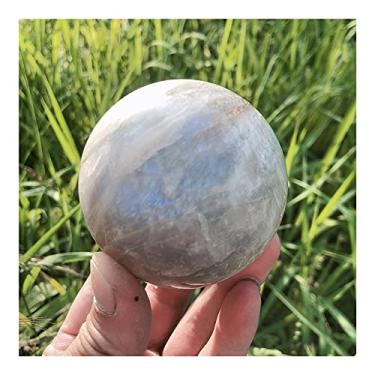 Imagem de Bola de esfera de pedra da lua de quartzo cristal natural pedras de reiki quarto escritório casa acessórios de decoração de aquário pedra preciosa bonita (tamanho: 5-5,5 cm)