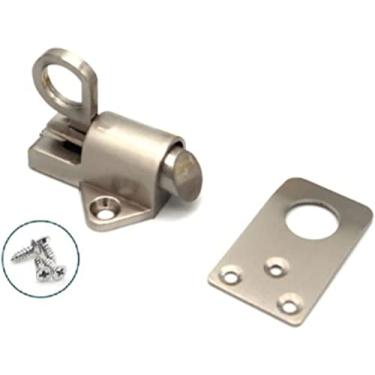 Imagem de Parafuso deslizante ferrolho de fechadura de porta, parafuso de portão, liga de alumínio, anel de puxar de segurança mola pular parafuso de porta trava trava de porta trava de portão de janela trava