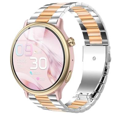 Imagem de Lamshaw Pulseira de substituição de aço inoxidável de aço inoxidável compatível com Paukila S95, P91, H31, P114 (prata, ouro rosa, pulseira de tamanho de 22 mm)