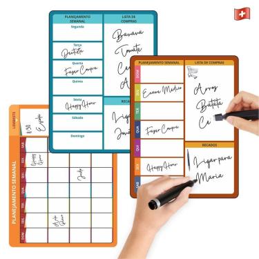 Imagem de Trio De Planner Lousa Quadro Mágico Escreve Apaga Tarefas
