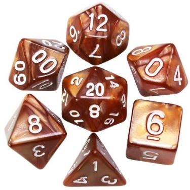 Imagem de Conj. de 7 Dados RPG 60% OFF SUPER PROMO - Genérico, Marrom marmorizad