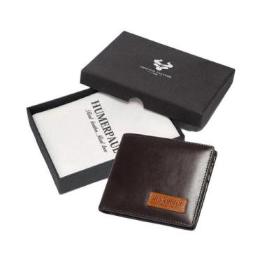 Imagem de Carteira Masculina De Couro Genuíno Com Proteção RFID, Porta-Cartões T