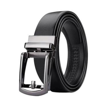 Imagem de Cinto De Couro Genuíno Masculino Com Fivela Ajustável Automática, Cint