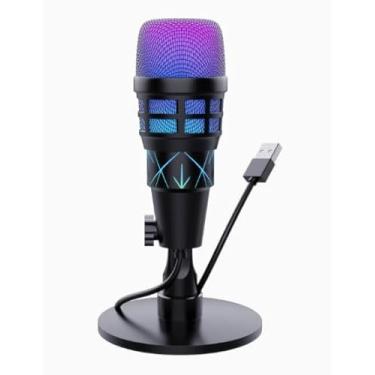 Imagem de Microfones condensadores de fios leves multicoloridos – Ideal para transmissão, podcasting, gravação vocal – Compatível com laptop, computador, equipamento de podcasting USB