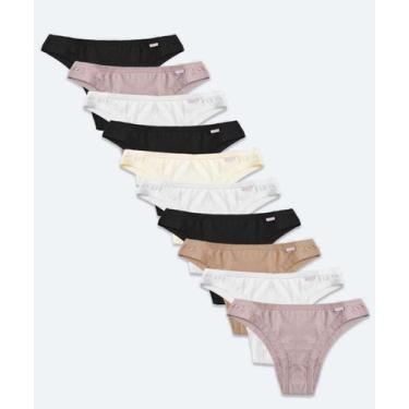 Imagem de Kit 10 Calcinhas Biquíni Moderna-61156, Preto, Bege, G