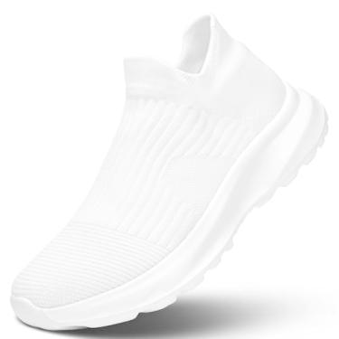 Imagem de Tênis de caminhada masculino, leve, respirável, para treino, tênis, academia, sola macia, Branco, 38