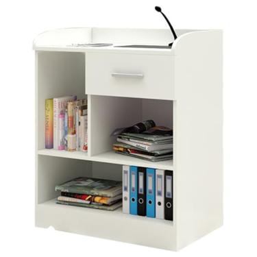 Imagem de Suporte de pódio de madeira para falar, púlpito de igreja e professor, mesa de conferência multimídia de escritório, mesa de recepção de varejo, plataforma de debate e negociação