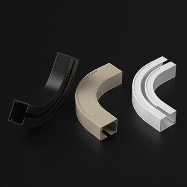 Imagem de Sistema de trilhos de cortina de alumínio resistente - Varões divisórias versáteis com dobra de canto de 90 graus para cortinas de chuveiro em forma de L e em forma de U - suporte de teto e parede