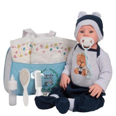 Imagem de Bebê Reborn Boneco Menino 100% Silicone Bolsa Acessórios - Cegonha Reb