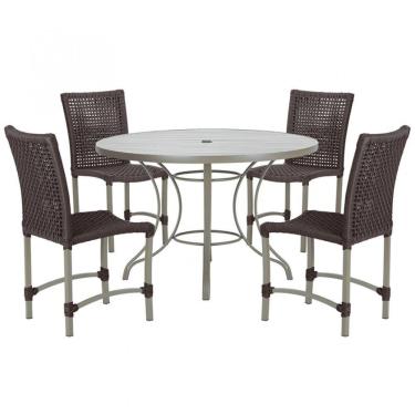 Imagem de Mesa Ascoli 4 Cadeiras Cannes De Alumínio Fendi Trama Marrom