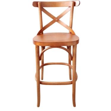 Imagem de Banqueta Bruna X Selva Madeira Maciça Gourmet Bancada Bistrô Castanho Mogno