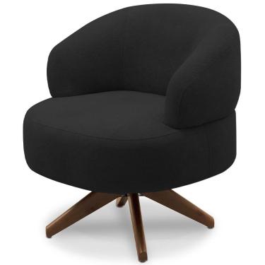 Imagem de Poltrona Decorativa Giratória Sala De Estar Living Seven F04 Veludo Preto - Lyam Decor