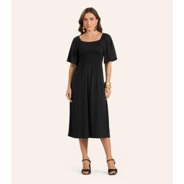 Imagem de Vestido Midi em Viscotorcion Feminino Endless Preto, M, Preto