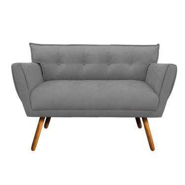 Imagem de Sofa Namoradeira Anitta Suede Grafite Pés Palito Castanho - D'Rossi