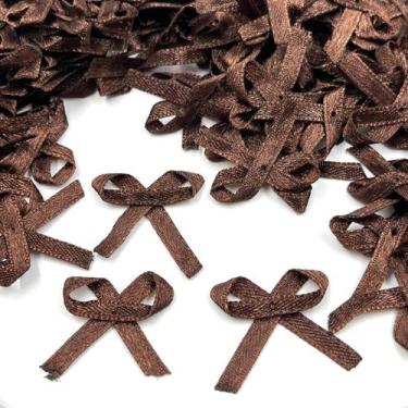 Imagem de Aplique Mini Laço Cetim 4mm Marrom 120un Costura Roupa Arte - Macall