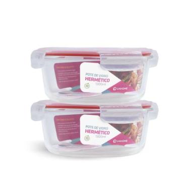 Imagem de Kit 2 Potes De Vidro Redondo Com Tampa Hermética 1300ml - NABOX, Verme