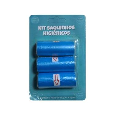 Imagem de Saquinhos Higiênicos Pet Kit com 3 Rolos Plástico para Coleta de Fezes