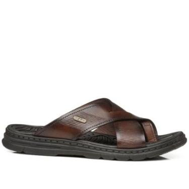 Imagem de Chinelo Pegada Masculino em Couro Pinhão 134205-01-Masculino