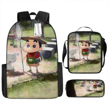 Imagem de Conjunto de mochilas Shins chans Cartoon Kids School 3 unidades Oxford
