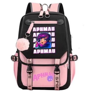 Imagem de Mochila Aphmaus rosa para crianças School 29x16x46cm Oxford - Yiweisai