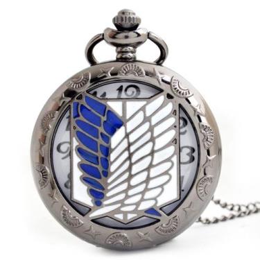 Imagem de Relógio de bolso Attack on Titan, tema de anime, quartzo com corrente 