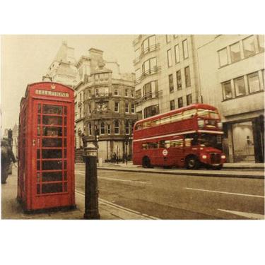 Imagem de Pôster de arte de parede em Londres, ônibus vermelho e cabine telefôni