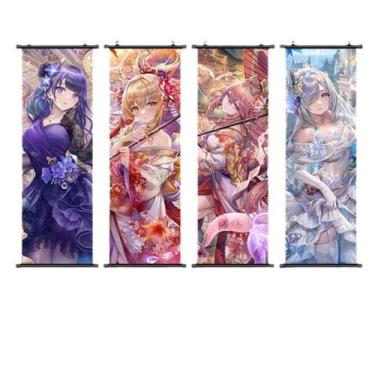 Imagem de Arte de parede em tela 4 painéis Genshins Impacts Beelzebuls Yaes Miko