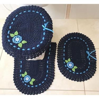 Imagem de Jogo de Banheiro Crochê Colorido com Fita e Aplicação - Myrna Crochê, 