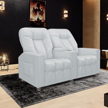 Imagem de Poltrona Reclinável 2 Lugares Para Sala De Cinema Arsenal Pu Branco