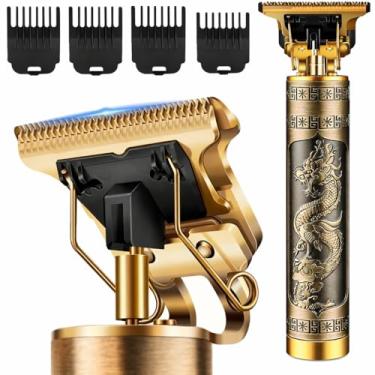 Imagem de Máquina Profissional Dragão Acabamento Sem Fio Cabelo Barba Pezinho Personalizada Com Limitador de Lâmina Ajustável Recarregável 4 Pentes Óleo Escovinha Kit Conjunto Aparador Acabamento - Premium
