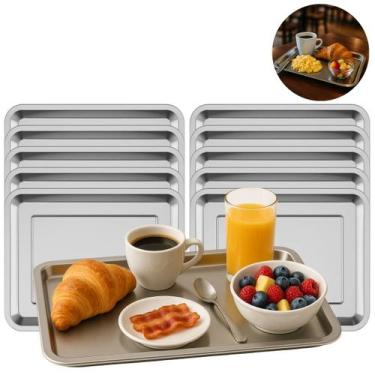 Imagem de 10 Bandejas de Metal 35cm P/ Garçom e Bar Hotel Restaurante - Fx