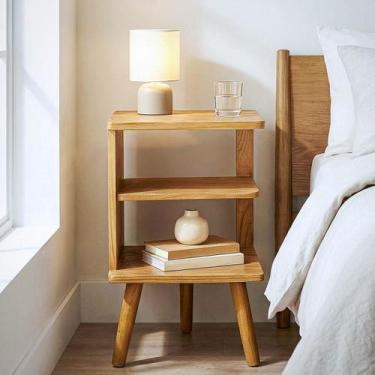 Imagem de Mesa Cabeceira E Em Madeira Tripé Retrô Pé Palito - Beto Moveis, DIREI