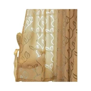 Imagem de Cortina Transparente Bordada Com Folhas Para Sala De Estar, Escritório