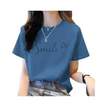 Imagem de Camiseta Feminina Solta De Manga Curta, Alta Qualidade, Decote Redondo