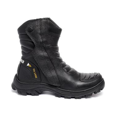 Imagem de Bota Cano Alto Motociclismo Masculina de Couro Bota Preta Coturno Cano Longo Moto-Masculino