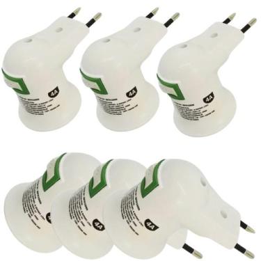 Imagem de Kit 6 Soquetes Adaptadores E27 com Botão Liga/Desliga Bivolt 127/220V 