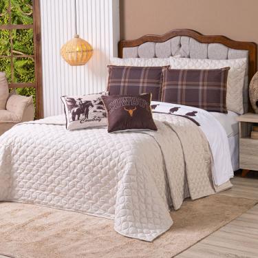 Imagem de Kit Cobre Leito Colcha Queen Country Com Almofadas Estampadas 07 Peças - Dupla Face Per...