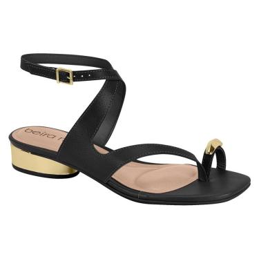 Imagem de Sandália Feminina Beira Rio Rasteira Moderna Detalhe Dourado