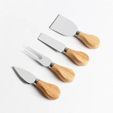 Imagem de Conjunto Jogo P/ Cortar Queijo 4 Pçs Inox Kit Facas Espátula - UniHome