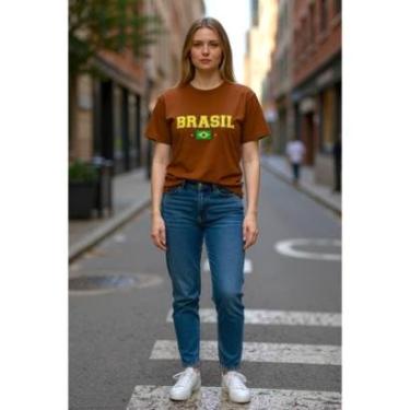 Imagem de Camiseta Feminina T Shirt Dia a Dia Estampada Brasil Copa Malha Algodão do P ao G1-Feminino