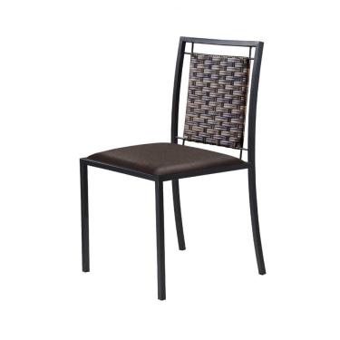 Imagem de Kit 6 Cadeiras em Aço e Junco Grécia Mais Decor Grafite/Sintético Marrom/Junco Carvalho