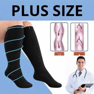Imagem de Meia De Compressão 20_30mmHg Plus Size com Zíper e Ponteira Fechada Id