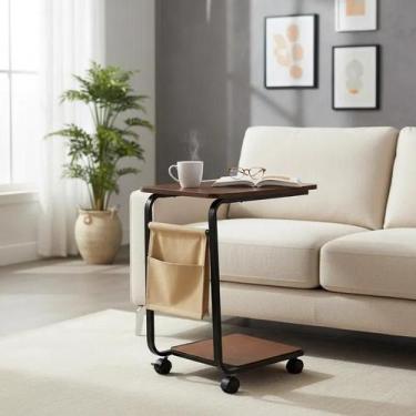 Imagem de Mesa Lateral Multifuncional com Rodinhas e Porta-Revistas - Yeet