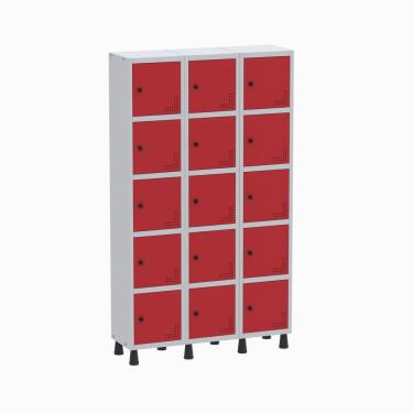 Imagem de Roupeiro Aço Linha Light 15 Portas – Gr303-15 Cinza-vermelho