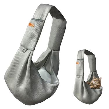 Imagem de Bolsa Canguru Transporte Gato Cao Pet Animal Malha Resistente Respiravel Tira de Ombro Tecido Confortavel