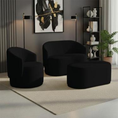 Imagem de Namoradeira com Poltrona e Puff Orgânico Malu Max Bouclê M11 - D Rossi